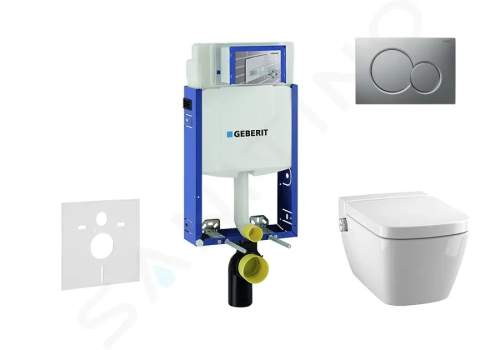 Geberit Kombifix Modul pro závěsné WC s tlačítkem Sigma01, matný chrom + Tece One - sprchovací toaleta a sedátko, Rimless, SoftClose 110.302.00.5 NT3