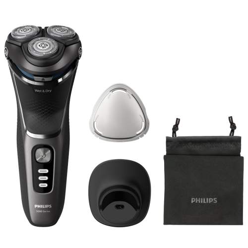 Philips Series 3000 S3343/13 zastřihovač vousů, samoostřicí břity PowerCut, suché a mokré holení, černý (S3343-13)