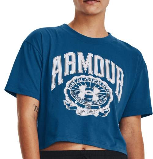 Under Armour Dámské tričko Collegiate Crest Crop SS varsity blue XS