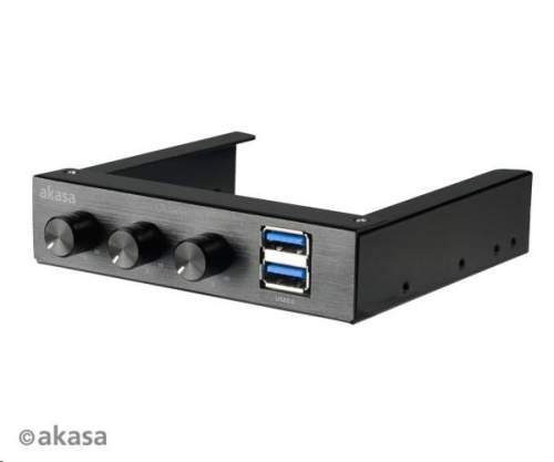 AKASA kontrolní panel AK-FC-06U3BK, 3,5" hliníkový panel,2x USB3.0, černý