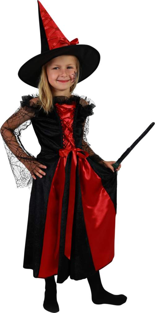 Rappa Dětský kostým čarodějnice černo - červená M