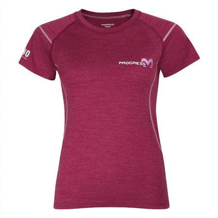 PROGRESS MW NKRZ 50OA womens merino short sleeve T-shirt L vínový melír