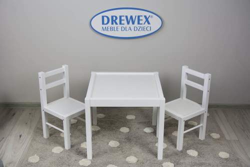 DREWEX Set stůl + 2 židle bílá/bílá