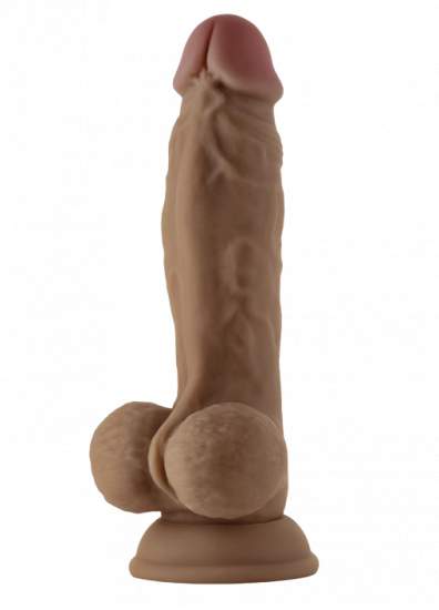 SHAFT MODEL A 9.5 INCH LIQUID SILICONE DONG WITH BALLS OAK