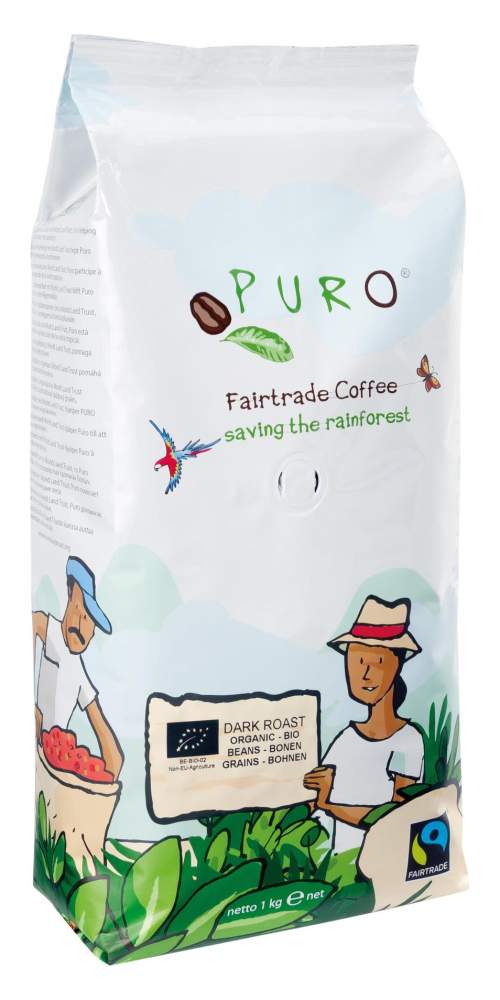Puro Zrnková káva Fairtrade BIO DARK ROAST 100% Arabica 1Kg