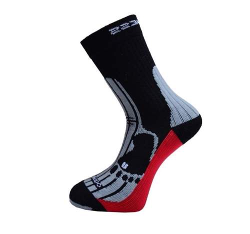 Progress ponožky MERINO turistické černo/šedé 6-8, černá/šedá/červená
