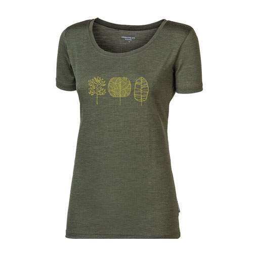 PROGRESS VINKA "TREES" women's merino T-shirt S khaki melír