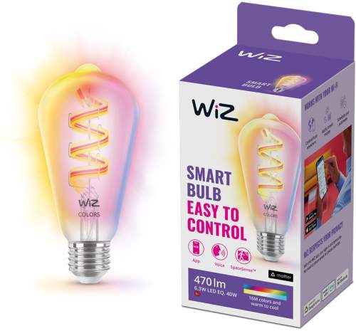 WiZ WiZ ST64 LED žárovka filament WiFi E27 6,3W RGBW