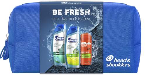 Head & Shoulders Deep Cleanse šampon 2 x 300 ml + gel na holení Gillette Fusion 75 ml dárková sada