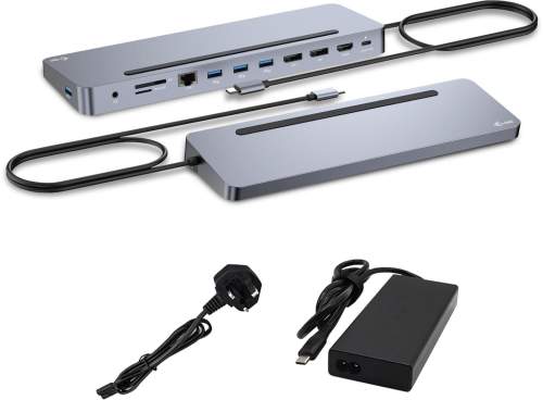 i-tec USB-C Metal Ergonomic 4K 3x Display Docking Station, Power Delivery 100W + USB-C Charger 100W