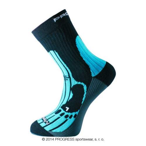 Progress MERINO turistické ponožky 6-8, černá/modrá/šedá