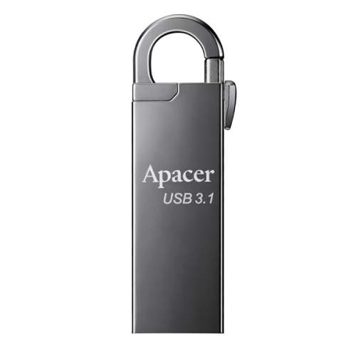 Apacer USB flash disk, USB 3.0, 32GB, AH15A, stříbrný, AP32GAH15AA-1, USB A, s karabinkou