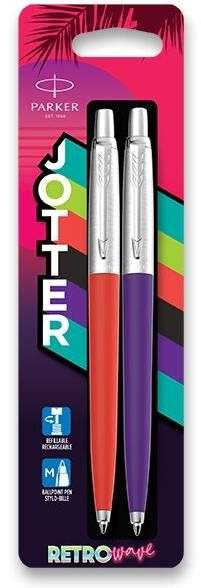 Parker Jotter Originals Retro´80s Kuličkové pero, blist, sada 2 ks, červená a fialová
