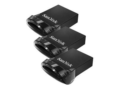 SanDisk Ultra Fit - Jednotka USB flash - 32 GB - USB 3.1 - černá (balení 3)