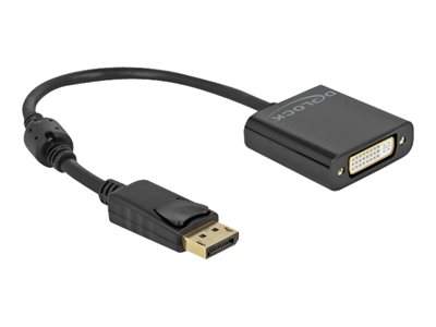 Delock - Video adaptér - jeden spoj - DisplayPort (M) do DVI-I (F) - DisplayPort 1.2 - 20 cm - podporuje 4K, aktivní - černá