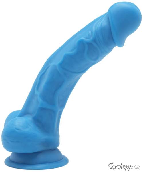 TOYJOY Realistické dildo s varlaty a přísavkou Happy Dicks 7.5" modré