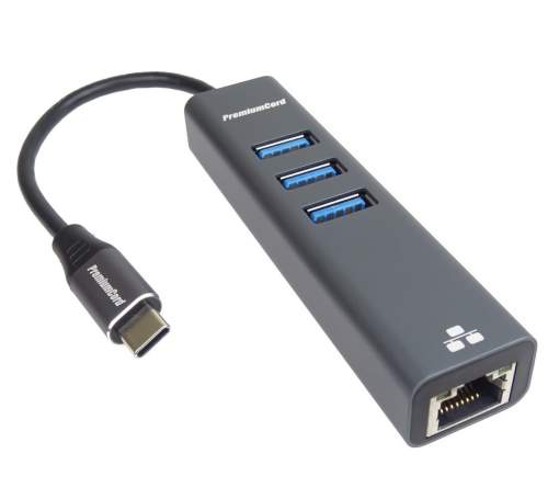 PremiumCord Adapter USB3.0 RJ45 + 3x USB 3.0