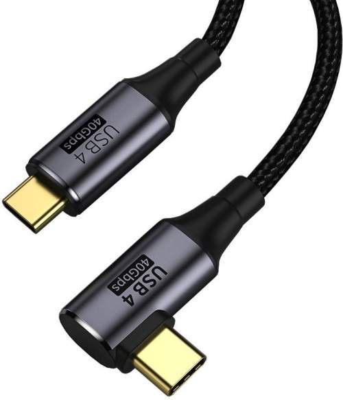 PremiumCord zahnutý kabel USB4™ Gen 3x2 40Gbps 8K@60Hz 240W Thunderbolt 3, 0,8m