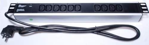 PremiumCord Panel napájecí do 19" racku 1.5U 10xIEC (C13) 2m kabel PDU-E15G10