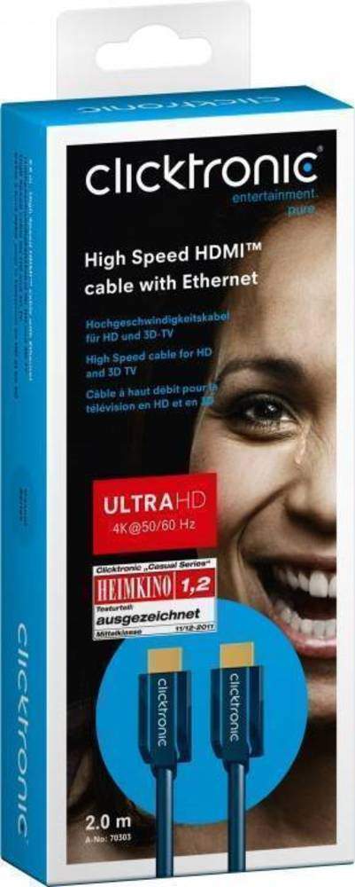 ClickTronic HQ OFC kabel HDMI High Speed s Ethernetem zlacené 4K@60Hz 2m CLICK70303