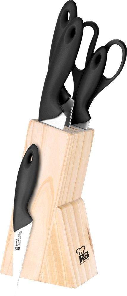 Bergner 4-dílná sada nožů 1x nůžky v dřevěném bloku 6ks