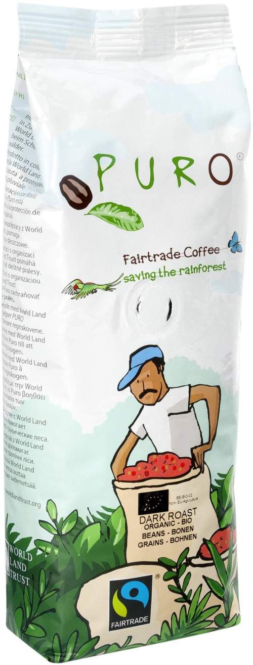 Puro Zrnková káva Fairtrade BIO DARK ROAST 100% Arabica 250g