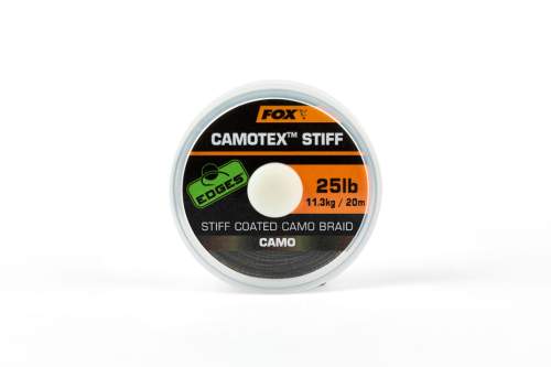 Fox návazcová šňůrka edges camotex stiff 20 m-průměr 35 lb nosnost 15,9 kg