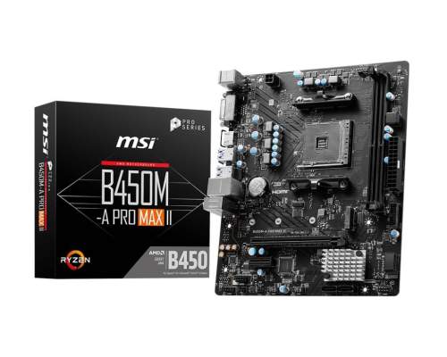 MSI MB Sc AM4 B450M-A PRO MAX II, AMD B450, 2xDDR4, 1xHDMI, 1xDVI, mATX, B450M-A PRO MAX II