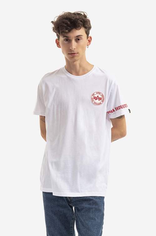 Alpha Industries Bavlněné tričko bílá barva, s potiskem, 128534.09-white