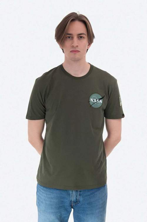 Alpha Industries Bavlněné tričko zelená barva, 176507.257-green