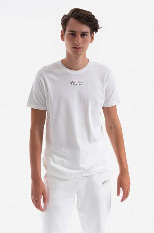 Alpha Industries Bavlněné tričko bílá barva, s potiskem, 118529.626-white
