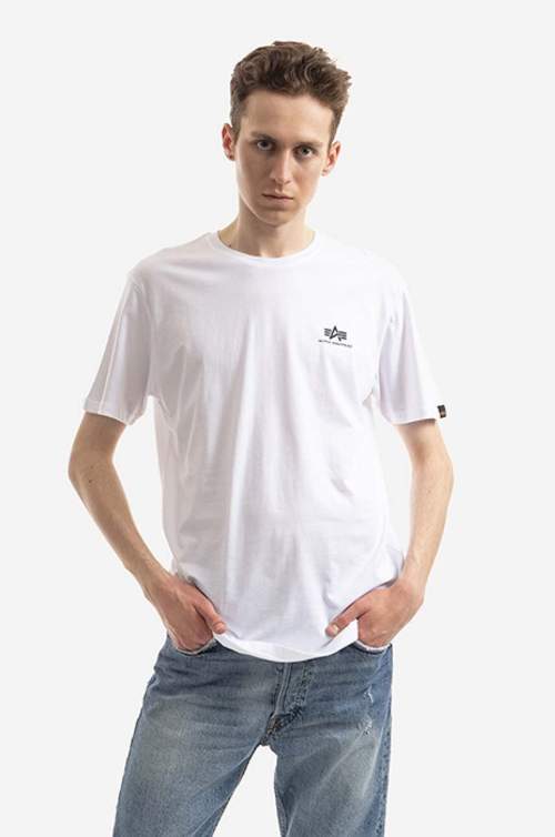 Alpha Industries Bavlněné tričko bílá barva, s potiskem, 128507CP.573-white