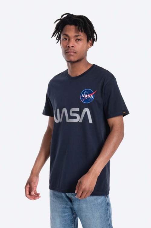 Alpha Industries Bavlněné tričko NASA Reflective T tmavomodrá barva, s potiskem, 178501.07