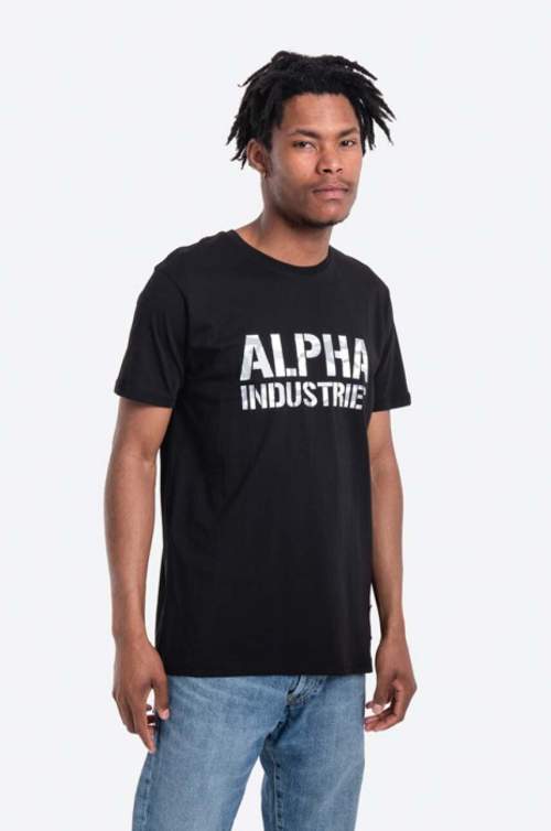 Alpha Industries Bavlněné tričko černá barva, s potiskem, 156513.95-black