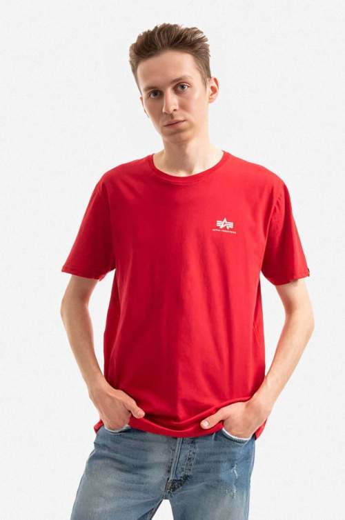 Alpha Industries Bavlněné tričko Backprint červená barva, s potiskem, 128507.328-red
