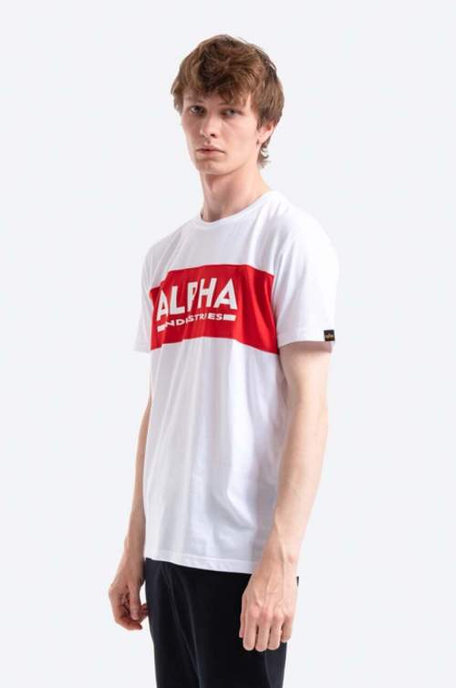 Alpha Industries Bavlněné tričko bílá barva, s potiskem, 186505.09-white