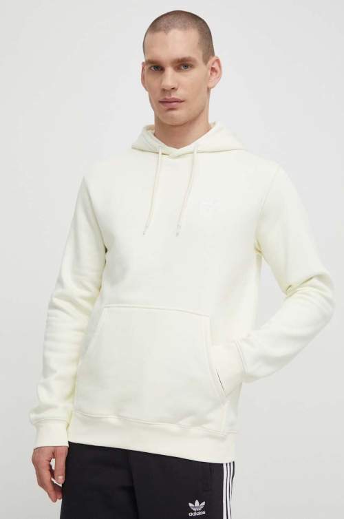 Adidas Originals Trefoil Essentials Hoody pánská, béžová barva, s kapucí, hladká, IR7790