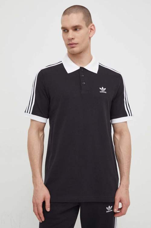 Bavlněné polo tričko adidas Originals Adicolor Classics 3-Stripes černá barva, s aplikací, IL2501