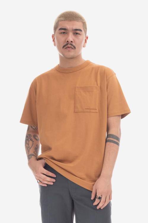 New Balance Bavlněné tričko oranžová barva, MT23567TOB-TOB