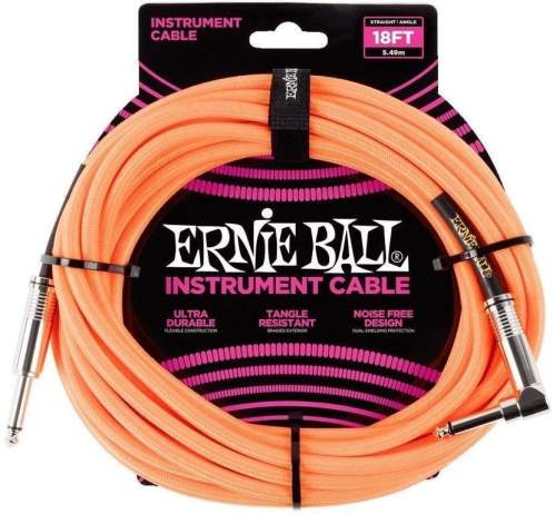 Ernie Ball 18' Braided Cable Neon Orange