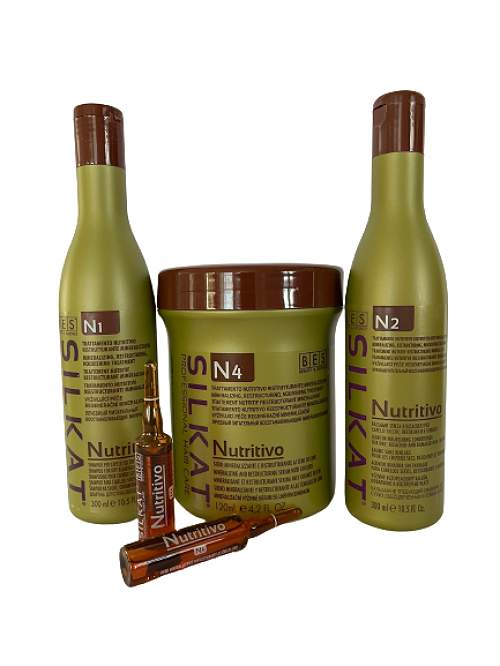 Bes Silkat sada na poškozené vlasy šampon N1, balzám N2, ampule N4