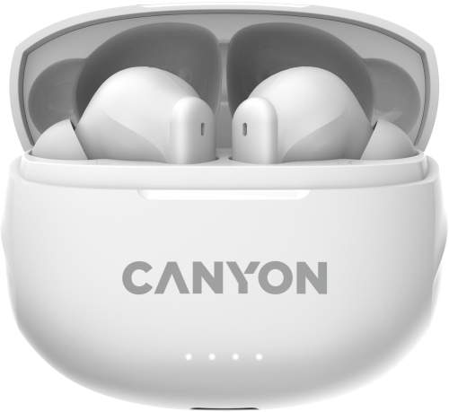 CANYON TWS-8 BT sluchátka s mikrofonem, BT V5.3 JL 6976D4, pouzdro 470mAh+40mAh až 32h, bílá