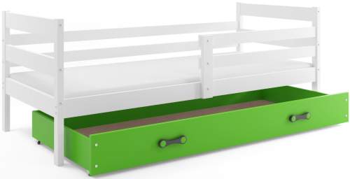 Dětská postel Eryk - 1 osoba, 80x190 s úložným prostorem – Bílá, Zelená