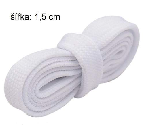Blingstar Široké tkaničky do bot tepláků kalhot mikiny 1,5 cm bílé