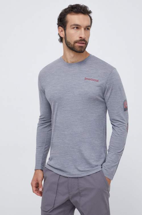 Smartwool OUTDOOR PATCH GRAPHIC LONG SLEEVE TEE light gray heather Velikost: S