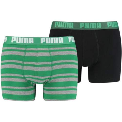Puma HERITAGE STRIPE BOXER 2P Pánské boxerky zelená S
