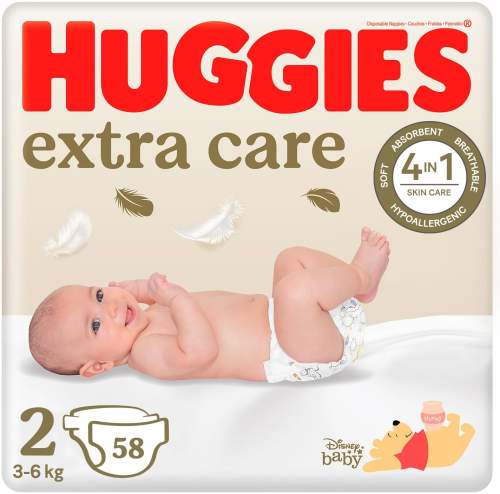 HUGGIES® Pleny jednorázové Extra Care 2 3-6 kg 58 ks