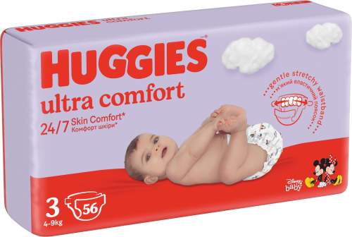 HUGGIES® Ultra Comfort Jumbo Plienky jednorazové 3 4-9 kg 56 ks