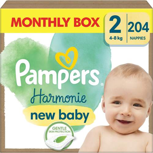 PAMPERS Plenky jednorázové Harmonie Baby S 2 204 ks 4kg-8kg