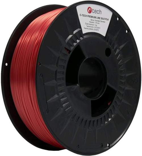 C-TECH PREMIUM LINE tisková struna Silk PLA 1,75mm 1kg orientální červená 3DF-P-SPLA1.75-3031